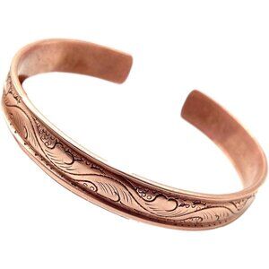 100% Pure Copper Hand Carved Tibetan Healing Bracelet - Unisex Adjustable Design